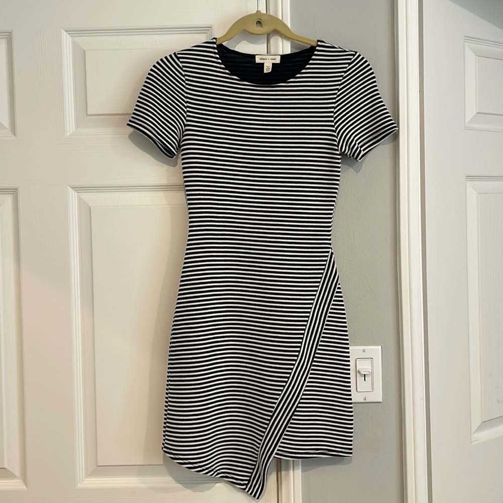 Silence + Noise Black and White Striped Dress (Size XS)